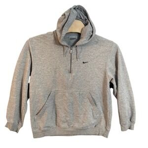 Nike Mens Quarter Zip Hoodie Heather Gray Fleece Pullover Large L F4YSM